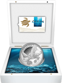 1kg Silber Ocean Five Schildkröte 2022 PP (Auflage: 100 | Polierte Platte)