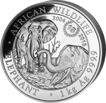 1kg Silber Somalia Elefant 2004-2018 (Jubiläumsausgabe: 15 Jahre | Auflage: 500)