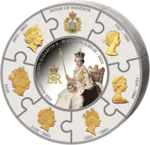 1kg Silber Queen ElizabethII 70.Jübiläum 2022 Puzzlemünze (Auflage:150 | Polierte Platte)