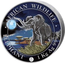 1kg Silber Somalia Elefant 2016 Limited Night Edition (Auflage: 100 Münzen)