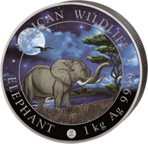 1kg Silber Somalia Elefant 2019 Limited Night Edition (Auflage: 100 Münzen)