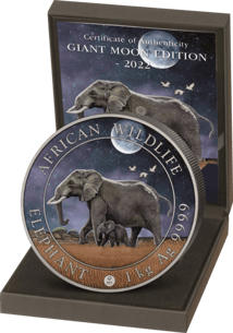 1kg Silber Somalia Elefant 2022 PP Limited Night Edition (Auflage: 100)