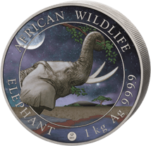 1kg Silber Somalia Elefant 2023 Giant Moon (Auflage: 100 | coloriert)