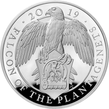 1kg Silber The Queen's Beasts The Falcon of The Plantagenets 2019 (Auflage: 100 Stück | Polierte Platte)