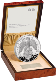 1kg Silber The Queen's Beasts The Falcon of The Plantagenets 2019 (Auflage: 100 Stück | Polierte Platte)