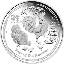 1kg Silbermünze Lunar II Hahn 2017 PP (Auflage: 500 | Polierte Platte)