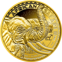 2 Unze Gold African Safari II Elefant 2021 PP (Auflage: 50 | Polierte Platte | Zertifikat Nr. 50)