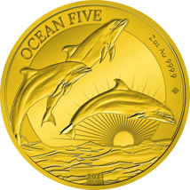 2 Unze Gold Ocean Five Delfin 2021 PP  (Auflage: 50 | Polierte Platte)