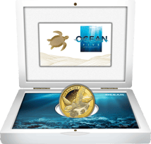 2 Unze Gold Ocean Five Schildkröte 2022 PP (Auflage: 50 | Polierte Platte | Zertifikat Nr. 50)