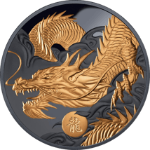 1 Unze Silber Jahr des Drachen 2024 (Auflage: 888 | Black Proof | teilvergoldet)