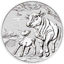 2 Unze Silber Lunar III Ochse 2021