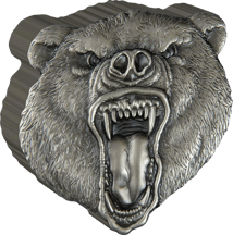 2 Unze Silber Grizzly Bär Wilde Natur 2023 HR  AF (Auflage:2.000 | Antik Finish | High Relief)
