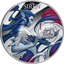 2 Unze Silber Mythische Kreaturen Die Sirene 2023 PP (Auflag: 750 | coloriert | High Relief | Polierte Platte)