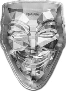 2 Unzen Silber Guy Fawkes Maske