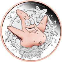 2 Unzen Silber Sponge Bob Schwammkopf Patrick Star 2025 (Auflage: 1.000 | teilvergoldet | Polierte Platte)