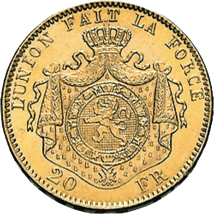 20 Franc Gold Leopold II Belgien