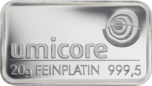 20g Platinbarren Umicore, Degussa