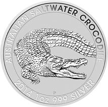 25 x 1 Unze Silber Salzwasser Krokodil 2014