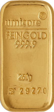 250g Goldbarren Umicore (Gussbarren)