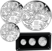 3 Münzen Silber Set Lunar III Drache 2024 PP (Auflage: 1.000 | Polierte Platte)