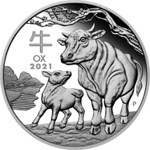 3 Münzen Silber Set Lunar III Ochse 2021 (Auflage: 2.000 | Polierte Platte)