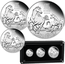 3 Münzen Silber Set Lunar III Pferd 2026 (Auflage: 1.000 | Polierte Platte)