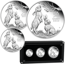 3 Münzen Silber Set Lunar III Hase 2023 (Auflage: 1.000 | Polierte Platte)