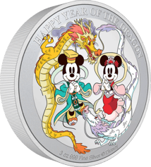 3 Unze Silber Disney Lunar Jahr des Drachen 2024 (Auflage: 2.024 | coloriert | Polierte Platte)