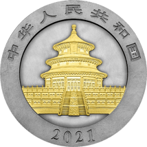 30g Silber China Panda 2021 ANTIK FINISH (Auflage:100 | AF | beidseitig vergoldet)