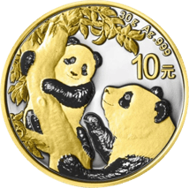 30g Silber China Panda 2021 (Auflage:100 | beidseitig vergoldet)