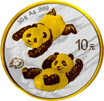 30g Silber China Panda 2022 (Auflage: 100 | beidseitig vergoldet)