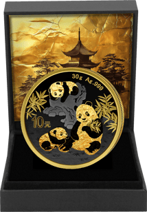 30g Silber China Panda Blattgoldoptik 2025 (Auflage: 100 | teilvergoldet)