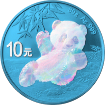 30g Silber China Panda Space Blue 2020 (coloriert | Auflage: 250 | Hologramm)
