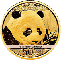 3g Gold China Panda (Umlaufware | verschiedene Jahrgänge)
