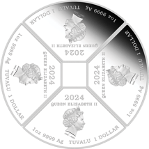 4 x1 Unze Silber Jahr des Drachen 2024 PP (Auflage:1.500 | coloriert | Polierte Platte)