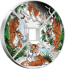 4 x1 Unze Silber Jahr des Tigers 2022 PP (Auflage:1.500 | coloriert | Polierte Platte)