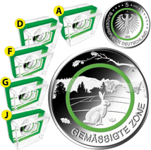 5 Euro Gemässigte Zone 2019 PP (Komplettsatz: A,D,F,G,J)