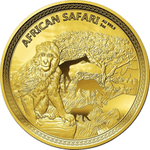 5 Unze Gold African Safari Affe 2019 PP (Auflage: 50 | Polierte Platte | Nr. 1)