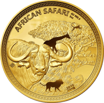 5 Unze Gold African Safari Büffel 2019 PP (Auflage: 50 | Polierte Platte | Nr. 1)