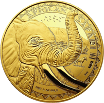 5 Unze Gold African Safari II Elefant 2021 PP (Auflage: 33 | Polierte Platte)