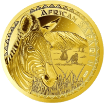 5 Unze Gold African Safari II Zebra 2022 PP (Auflage: 33)