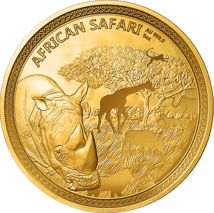5 Unze Gold African Safari Nashorn 2018 PP (Auflage: 50 | Polierte Platte | Nr. 1)