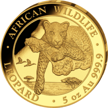 5 Unze Gold African Wildlife Leopard 2020 PP (Auflage: 50 | Polierte Platte)