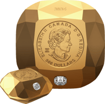 Goldmünze in Diamantform De Beers Ideal Cushion Diamant 2024 (Auflage: 150)