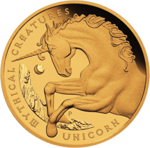5 Unze Gold Mystische Kreaturen Einhorn 2021 (Auflage: 50 | Polierte Platte) Seriennummer 3