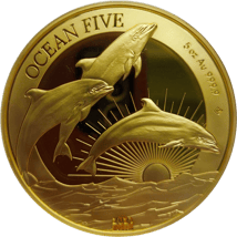 5 Unze Gold Ocean Five Delfin 2021 PP (Auflage: 33)