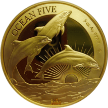 5 Unze Gold Ocean Five Delfin 2021 PP (Auflage: 33 | Polierte Platte | Zertifikat Nr. 1)