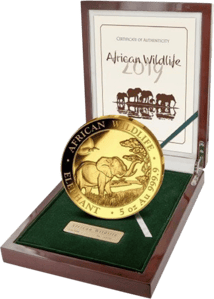 5 Unze Gold Somalia Elefant 2019 PP (Auflage: 50 Münzen)
