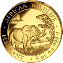 5 Unze Gold Somalia Elefant 2019 PP (Auflage: 50 Münzen)