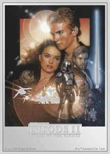 5 Unze Silber Angriff der Klonkrieger Star Wars Posters 2024 PP (Auflage: 200 | coloriert | Polierte Platte)